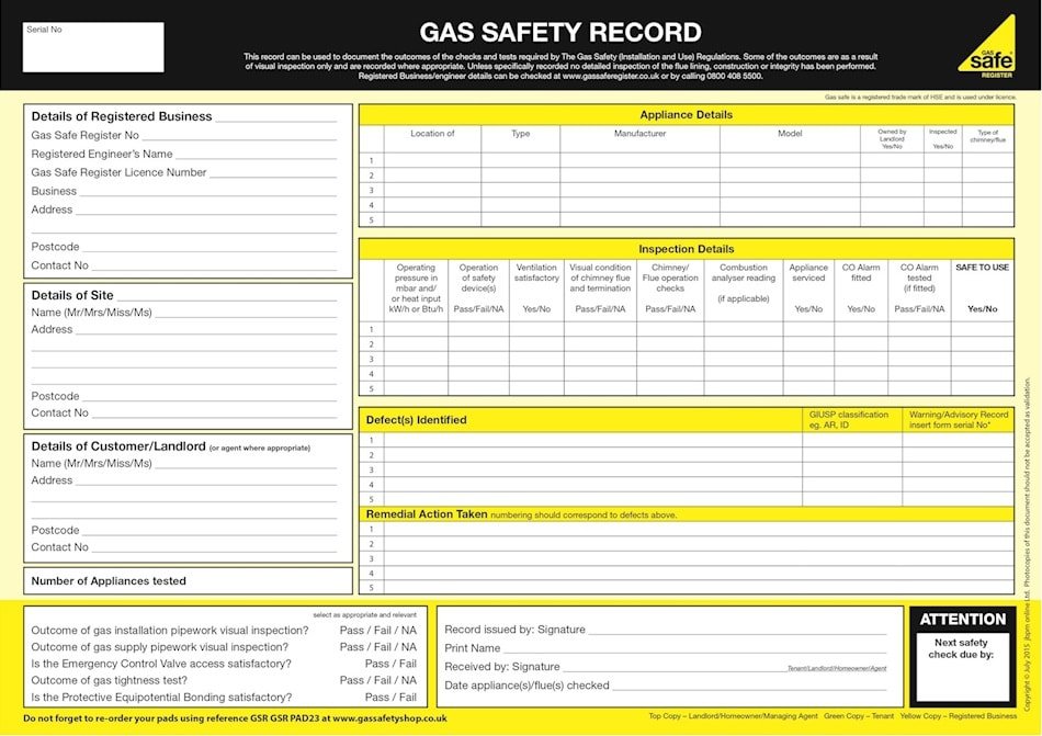 Commercial Gas Safe Certificate